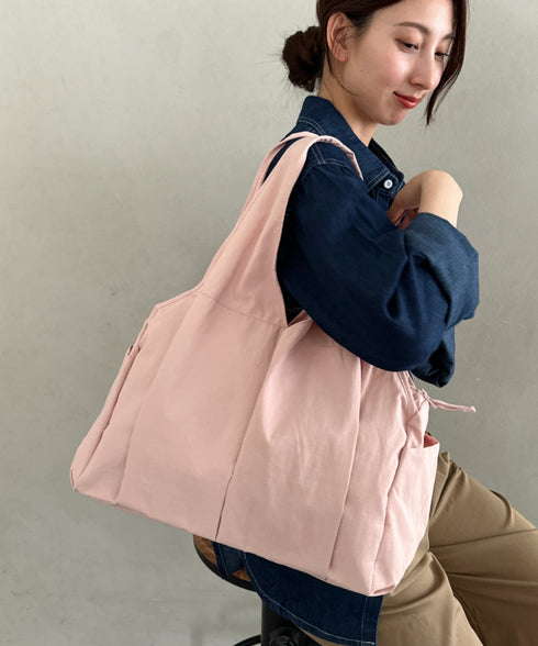 新色登場【A4収納可/大容量】6ポケット付き 仕切り付き軽量ナイロントートバッグ 通勤、通学バッグ マザーズバッグ■動画あり | MD1265007 | ピンク