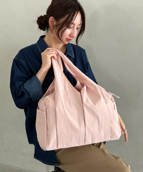 新色登場【A4収納可/大容量】6ポケット付き 仕切り付き軽量ナイロントートバッグ 通勤、通学バッグ マザーズバッグ■動画あり | MD1265007 | ピンク