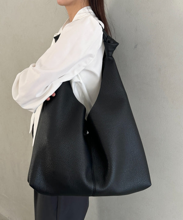 大容量 シボ感PUワンハンドルトートバッグ A4収納可 通勤通学バッグ | MD1265009 | ブラック