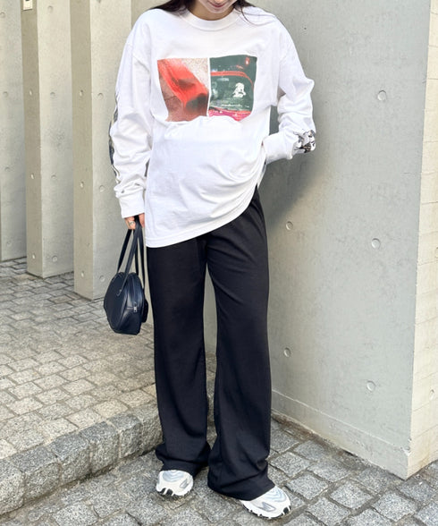 【マタニティ】裾セルフカット可能◎ リブストレートパンツ 楽々パンツ ウエストゴムパンツ | MD2254010 | ブラック