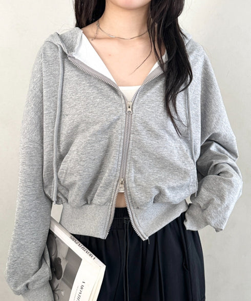 ダブルジップショートパーカー | CL2261009 | グレー – Outfitter lab