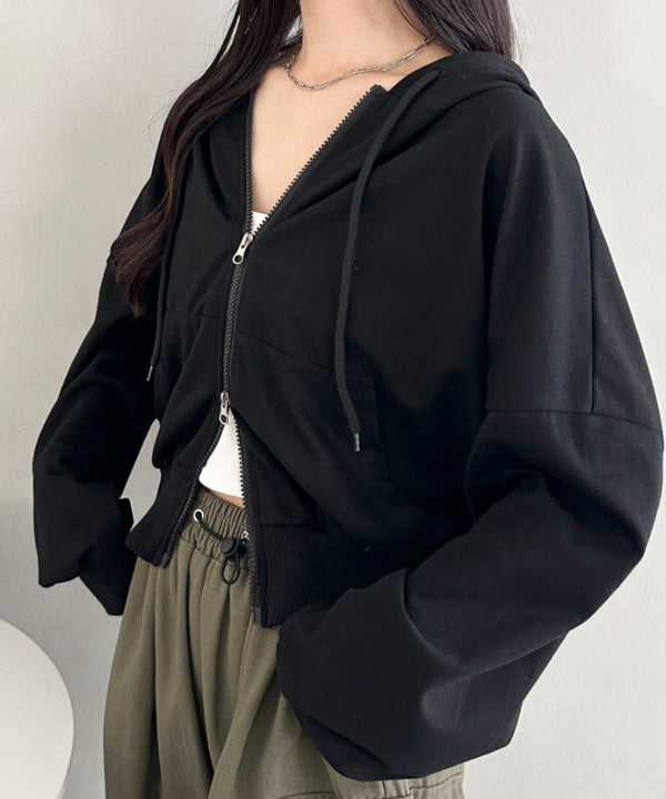 ダブルジップショートパーカー | CL2261009 | ブラック