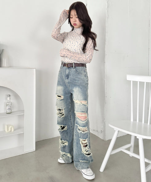 花柄シアーハイネックトップス | SL2261010 | アイボリー