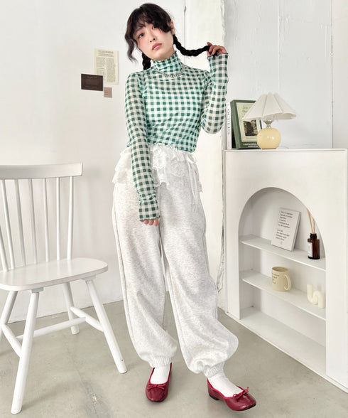 ギンガムチェックシアーハイネックトップス | SL2261012 | グリーン