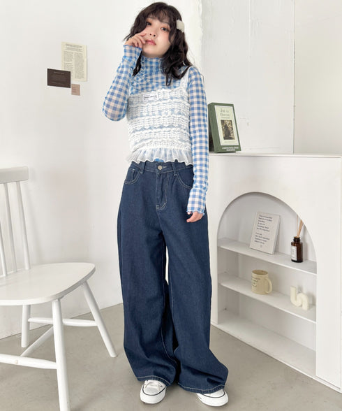 ギンガムチェックシアーハイネックトップス | SL2261012 | ライトブルー