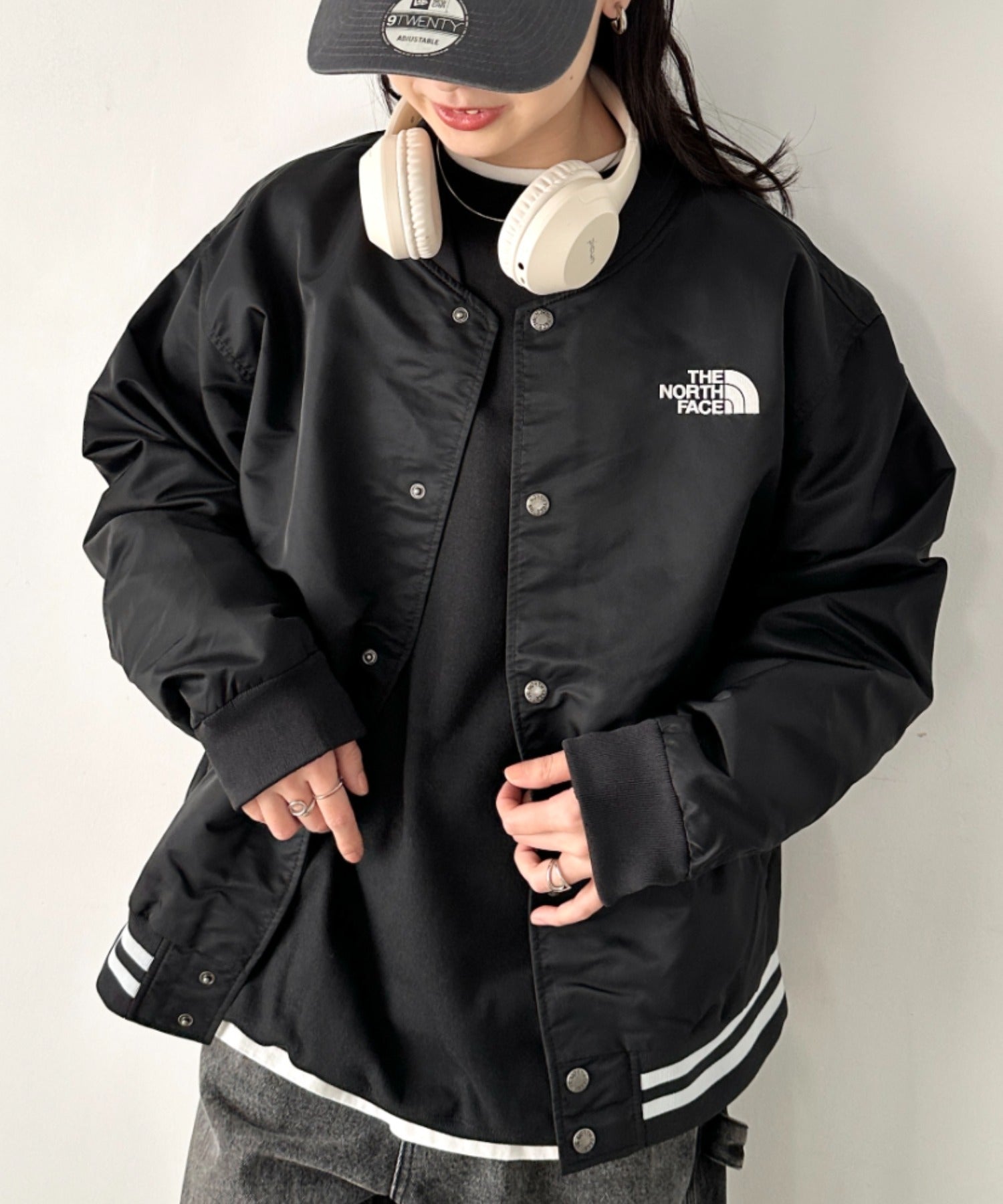 THE NORTH FACE(ザ・ノースフェイス)/ロゴ刺繍 スタジャン ボンバー