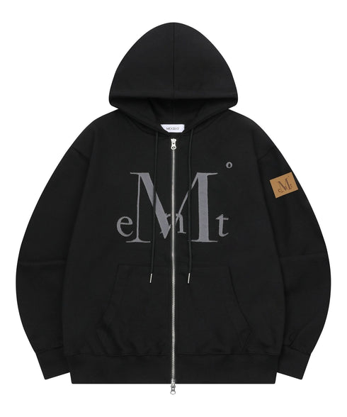 MUCENT(ムセント)/配色 ロゴパッチ フルジップパーカー フーディー/WADI APPLIQUE LOGO HOOD ZIP-UP | AT2261002 | ブラック