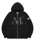 MUCENT(ムセント)/配色 ロゴパッチ フルジップパーカー フーディー/WADI APPLIQUE LOGO HOOD ZIP-UP | AT2261002 | ブラック