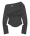 MUCENT(ムセント)/オフショルダー ドレープ アンバランス ロングスリーブ Tシャツ/LIVRE OFF SHOULDER UNBALANCE LONG SLEEVE T | AT2261003 | チャコールグレー