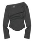 MUCENT(ムセント)/オフショルダー ドレープ アンバランス ロングスリーブ Tシャツ/LIVRE OFF SHOULDER UNBALANCE LONG SLEEVE T | AT2261003 | チャコールグレー
