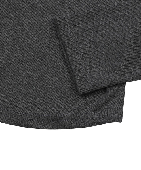 MUCENT(ムセント)/オフショルダー ドレープ アンバランス ロングスリーブ Tシャツ/LIVRE OFF SHOULDER UNBALANCE LONG SLEEVE T | AT2261003 | チャコールグレー