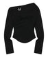 MUCENT(ムセント)/オフショルダー ドレープ アンバランス ロングスリーブ Tシャツ/LIVRE OFF SHOULDER UNBALANCE LONG SLEEVE T | AT2261003 | ブラック