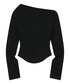 MUCENT(ムセント)/オフショルダー ドレープ アンバランス ロングスリーブ Tシャツ/LIVRE OFF SHOULDER UNBALANCE LONG SLEEVE T | AT2261003 | ブラック