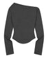 MUCENT(ムセント)/オフショルダー ドレープ アンバランス ロングスリーブ Tシャツ/LIVRE OFF SHOULDER UNBALANCE LONG SLEEVE T | AT2261003 | チャコールグレー
