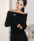MUCENT(ムセント)/オフショルダー ドレープ アンバランス ロングスリーブ Tシャツ/LIVRE OFF SHOULDER UNBALANCE LONG SLEEVE T | AT2261003 | ブラック