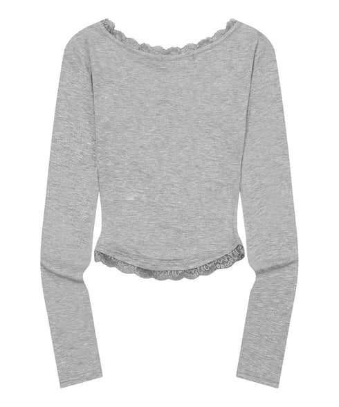 MUCENT(ムセント)/レース Vネック ロングスリーブ Tシャツ/SUNNIOR LACE V-NECK LONG SLEEVE T | AT2261004 | グレー