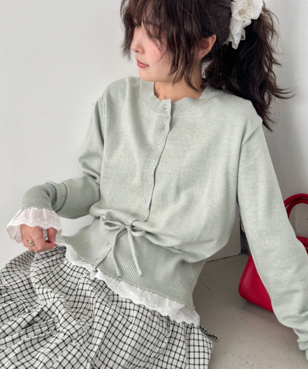 コットンレースリボンリブカーディガン | SL2261013 | ミント