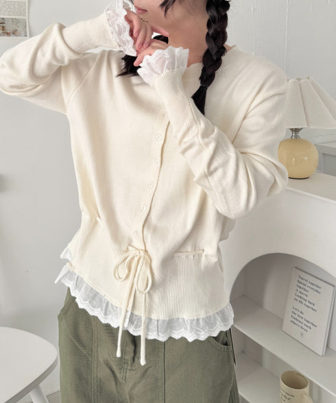 コットンレースリボンリブカーディガン | SL2261013 | アイボリー