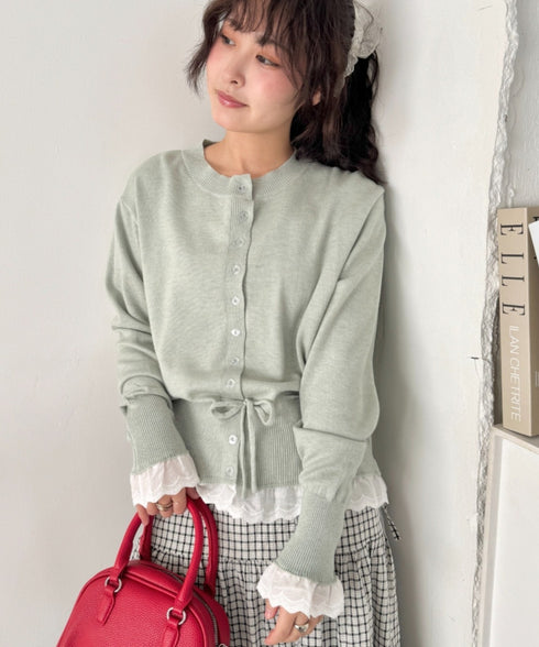 コットンレースリボンリブカーディガン | SL2261013 | ミント