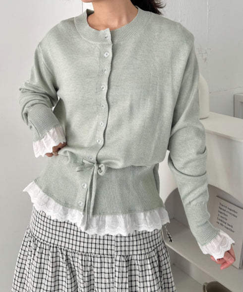 コットンレースリボンリブカーディガン | SL2261013 | ミント