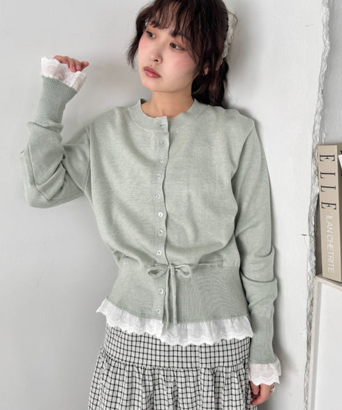 コットンレースリボンリブカーディガン | SL2261013 | ミント