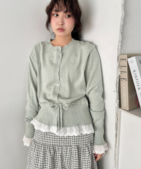 コットンレースリボンリブカーディガン | SL2261013 | ミント