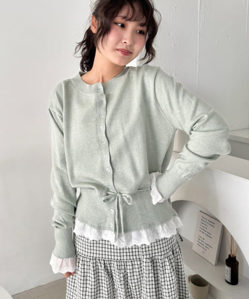 コットンレースリボンリブカーディガン | SL2261013 | ミント
