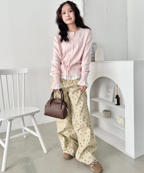 コットンレースリボンリブカーディガン | SL2261013 | ピンク