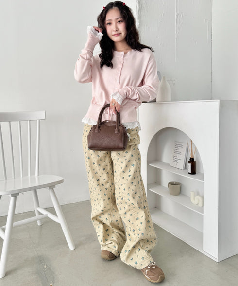 コットンレースリボンリブカーディガン | SL2261013 | ピンク