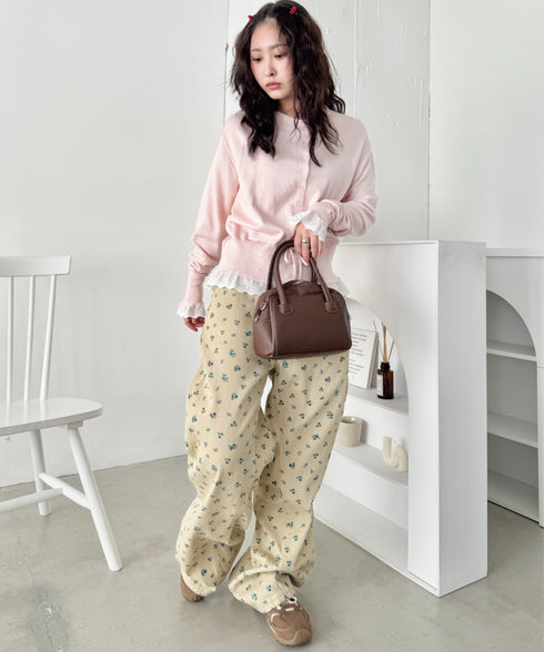 コットンレースリボンリブカーディガン | SL2261013 | ピンク