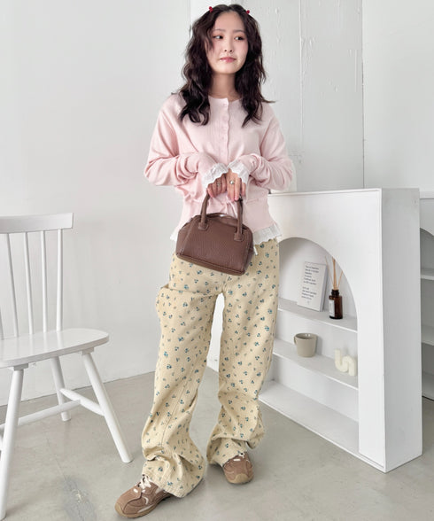 コットンレースリボンリブカーディガン | SL2261013 | ピンク