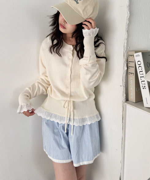 コットンレースリボンリブカーディガン | SL2261013 | アイボリー