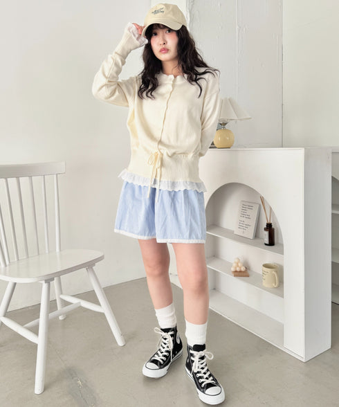 コットンレースリボンリブカーディガン | SL2261013 | アイボリー