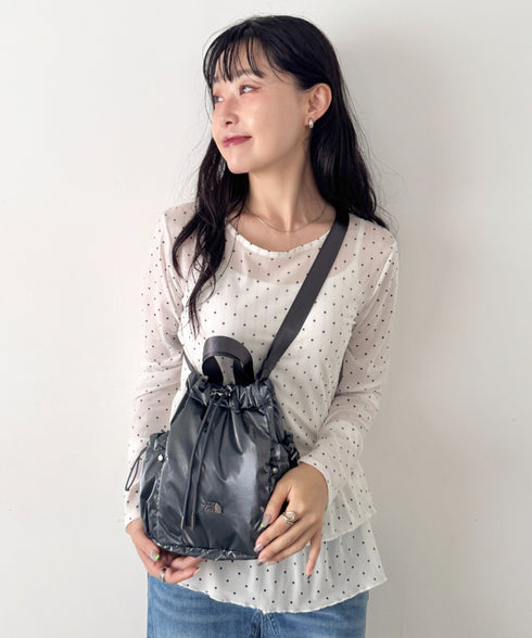 THE NORTH FACE(ザ・ノースフェイス)/軽量 巾着バッグ バケットバッグ ミニショルダーバッグ/BONNEY BUCKET BAG MINI | IM1261010 | グレー