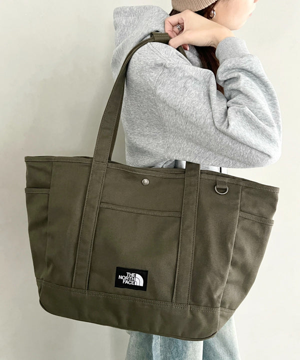 THE NORTH FACE(ザ・ノースフェイス)/ALL-DAY TOTE L_PLUS/TNF A4 PC収納 ビッグサイズ トートバッグ 横型トート コットン素材 | IM1261013 | カーキ