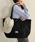 THE NORTH FACE(ザ・ノースフェイス)/ALL-DAY TOTE L_PLUS/TNF A4 PC収納 ビッグサイズ トートバッグ 横型トート コットン素材 | IM1261013 | ブラック