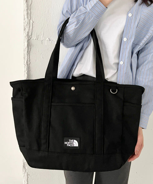 THE NORTH FACE(ザ・ノースフェイス)/ALL-DAY TOTE L_PLUS/TNF A4 PC収納 ビッグサイズ トートバッグ 横型トート コットン素材 | IM1261013 | ブラック