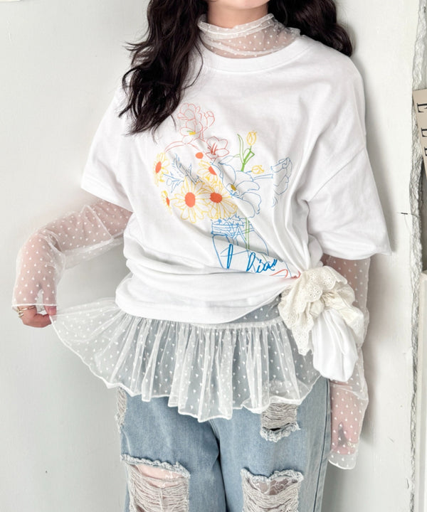 ドットチュールフリルハイネックトップス | SL2261021 | ホワイト