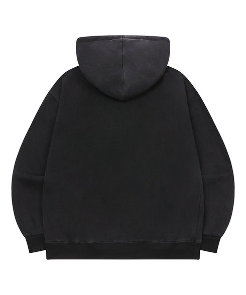 MUCENT(ムセント)/ユニセックス ピグメント フーディ ジップアップ パーカー/DENVER 2-WAY PIGMENT HOOD ZIP-UP | AT2261019 | ブラック