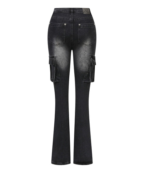 MUCENT(ムセント)/美脚 ブーツカット カーゴ フレア デニム パンツ/LUBEL BOOTS CUT CARGO DENIM PANTS | AT2261020 | ブラック