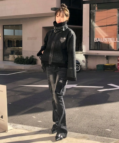 MUCENT(ムセント)/美脚 ブーツカット カーゴ フレア デニム パンツ/LUBEL BOOTS CUT CARGO DENIM PANTS | AT2261020 | ブラック