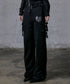 MUCENT(ムセント)/2WAY ハイウエスト ベルト付き ロング スウェットパンツ/MOLB METAL LOGO BELTED SWEAT PANTS | AT2261021 | ブラック