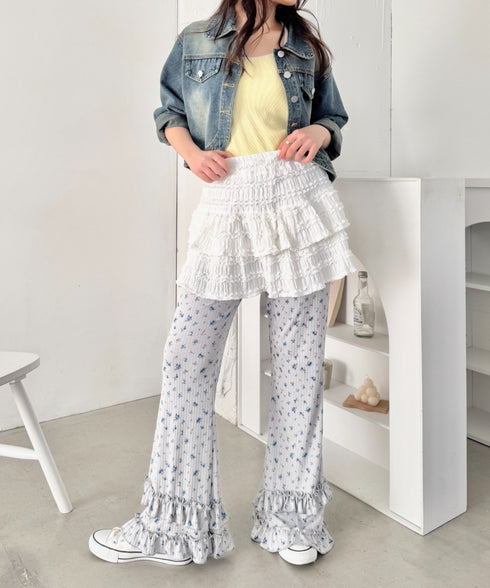 ダブルフリル花柄フレアパンツ | SL2265030 | グレー