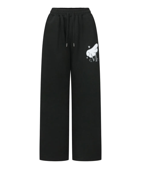 MUCENT(ムセント)/ワイド ルーズ レオパード ドット エンジェル スウェットパンツ/SAR LEOPARD SYLPH DOT ANGEL SWEAT PANTS | AT2261027 | ブラック