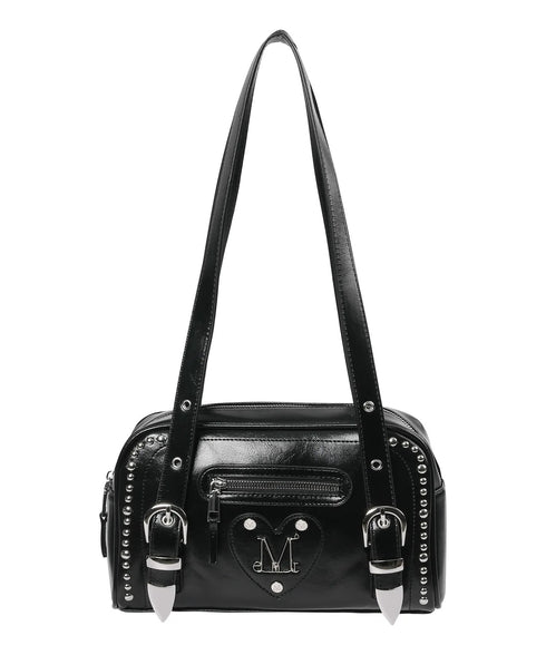 MUCENT(ムセント)/2WAY コニック メタル ロゴ スタッズ ベルト ショルダー ハンドバッグ/KONIC METAL LOGO STUD SHOULDER BAG | AT1261028 | ブラック