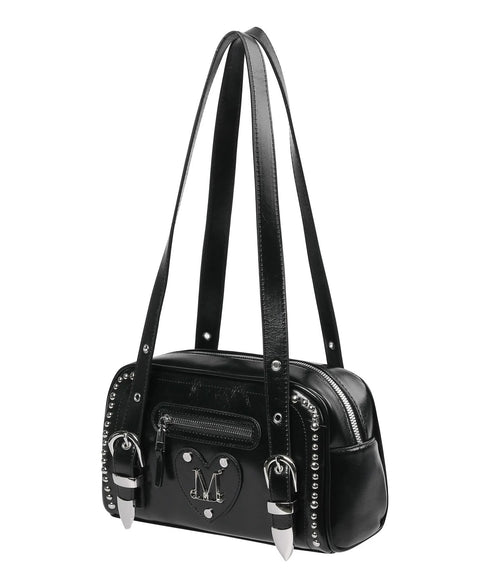 MUCENT(ムセント)/2WAY コニック メタル ロゴ スタッズ ベルト ショルダー ハンドバッグ/KONIC METAL LOGO STUD SHOULDER BAG | AT1261028 | ブラック