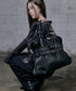 MUCENT(ムセント)/3WAY フロント ダブル ベルト レザー トート クロス ショルダーバッグ/COR FRONT DOUBLE BELTED LEATHER TOTE BAG | AT1261029 | ブラック