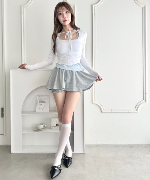 マイクロミニスカートレイヤーショートパンツ | LO2265035 | グレー