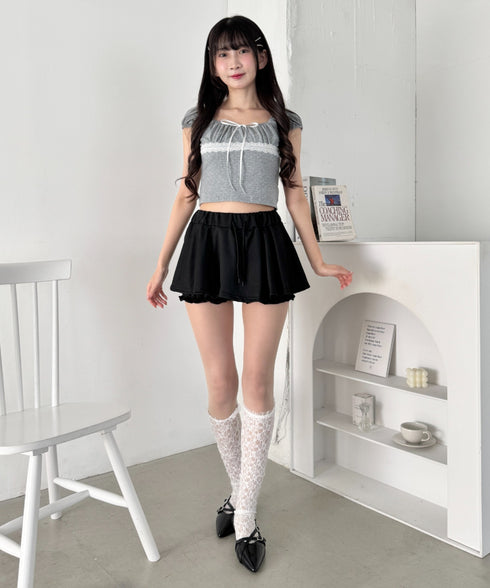 マイクロミニスカートレイヤーショートパンツ | LO2265035 | ブラック