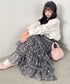 チェックフラワーフリルチュールロングスカート | SL2265046 | ブラック